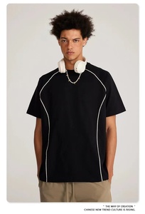 <b>summer</b> 305 heavy solid colour namely edge short-sleeved Europe and the United States ins street oversized <b>T</b>-<b>shirt</b> for <b>men</b> - Product Image 5