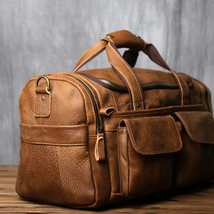 Bolsas de gimnasio de hombro de lona de viaje deportivo de cuero genuino de gran capacidad | Bolsas de gimnasio de lona de viaje de cuero personalizadas para exteriores - Product Image 3