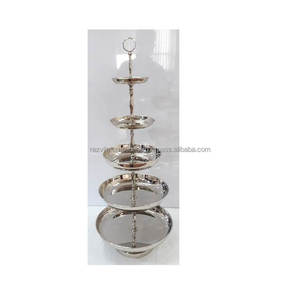 Soporte de pastel de acero inoxidable con borde elegante de Color negro Pedicle chapado en oro para decoración de bodas - Product Image 4