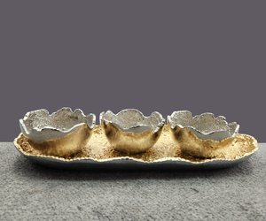 Mini juego de Decoración de mesa de 3 piezas de nuevo diseño, bandeja de mármol de Metal con servidor largo de sal y pimienta, cuenco de postre para fiestas en casa - Product Image 2