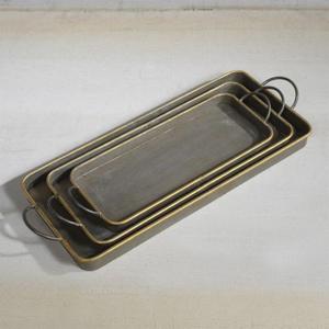 <b>Set</b> of 3 Premium Quality Galvanized Serving Tray with Aged Patina Customized Shape & Size for <b>Tea</b> Parties - Product Image 1