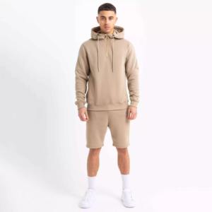 French Terry Hoodies y Shorts Set Hombres Deporte Jogging Trajes Chándal Gimnasio Chándal Unisex 100% Algodón Sudadera con capucha y pantalones cortos Set - Product Image 1