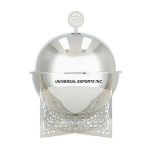 Pot en métal fini noir et or forme ronde casserole de créateur faite à la main ensemble de haute qualité de deux chauffe-plats en métal - Product Image 4