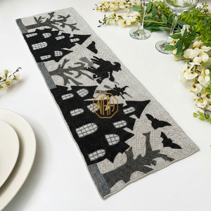 Chemin de table brodé de 36 pouces, perles de verre faites à la main, décoration de mariage de luxe, faible MOQ - Product Image 5