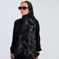 Chal Multifuncional de Lujo Casual para Mujer, 100% Seda de Morera Pura, con Diseño Floral de Líneas Modernas y Bordes Enrollados a Mano