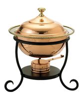 Réchaud en cuivre au design élégant avec grande capacité et couvercle pour les traiteurs professionnels et les chauffe-plats à buffet d'hôtel
