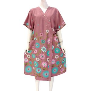 Robes décontractées pour femmes de style kimono en rayonne avec motif floral, respirantes, col rond, longueur intégrale, par Chrysanta - Product Image 5