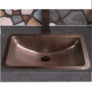 Évier de cuisine rectangulaire artisanal de luxe en cuivre martelé, finition antique, évier en métal de style ferme, fournisseur en gros OEM de luxe. - Product Image 1