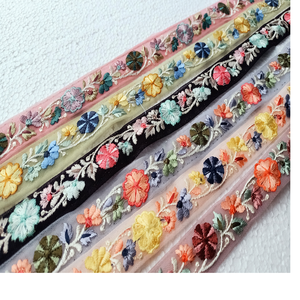 Hecho a medida en seis opciones de color en cordones bordados de tela de base de red de varios colores para prendas de mujer y para reventa. - Product Image 1