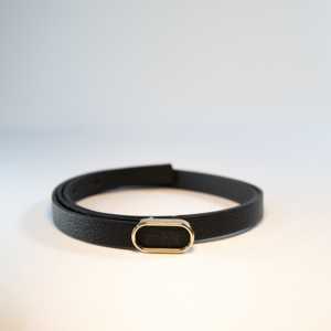 Ceinture fine de style décontracté avec boucle ovale dorée importée, fabriquée en alliage - Product Image 1