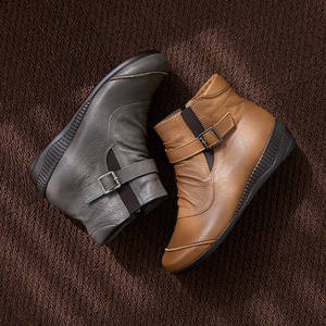 [JSHOE] Handmade Genuine Goat Leather Chelsea Ankle <b>Boots</b> 4.5cm Low Heel Comfort Winter <b>Boots</b> - Product Image 2