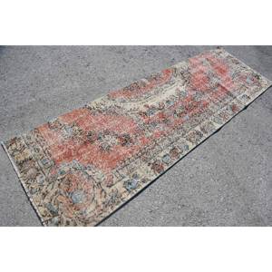 Alfombra de lana con flores, naranja, beige, 2,9x9 pies, diseño de retazos rectangulares para sala de estar, Alfombra tejida de poliéster con respaldo de látex - Product Image 2