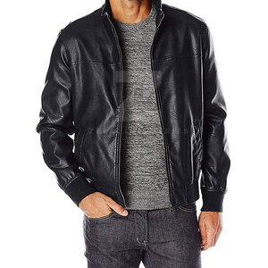 Top Selling Men's <b>Winter</b> <b>Leather</b> <b>Jacket</b> Stand Collar Front Logo Waterproof Breathable Lightweight Unique Design - Product Image 1