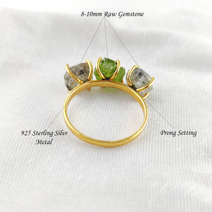 Anillo de plata de ley al por mayor original Herkimer diamante cuarzo rosa moissanita oro Vermeil garra fina piedra de nacimiento tres piedras preciosas - Product Image 5