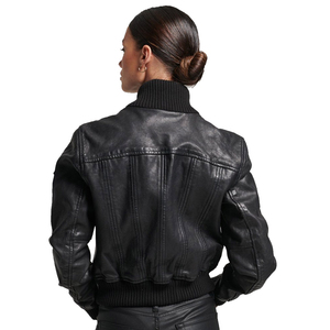 แจ็กเก็ตหนัง PU สำหรับผู้หญิงเสื้อครอปแบบลำลองใหม่สำหรับมอเตอร์ไซค์ - Product Image 3