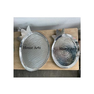 Fabuleux Design Thé Café Plateau De Service En Aluminium Martelé Dessert Plateau De Service Pour La Vaisselle À La Maison - Product Image 4