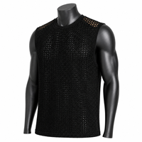 Tank Top Rajut Hitam Pria Grosir Kustom, Rompi Streetwear Tanpa Lengan, Kaos Otot Musim Panas