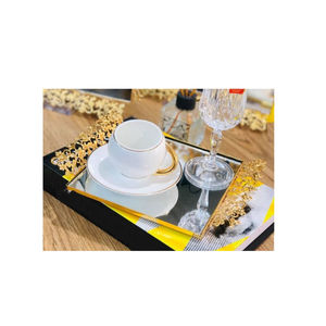 <b>Vintage</b> <b>Gold</b> <b>Mirror</b> Dessert Tray Floral Design Around <b>Mirror</b> Tray Custom Shape And Size At Affordable Price - Product Image 1