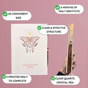LABON Journal de gratitude Livre de réflexion quotidien Pensée positive Mindfulness Self-Care Journal de croissance personnelle avec stylo en cristal - Product Image 4