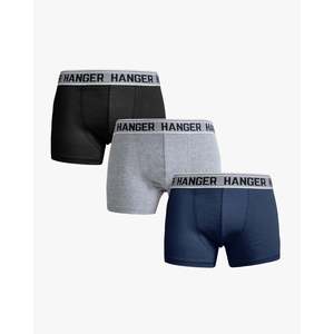 Lot de 3 boxers pour hommes taille mi-haute en fibre de soie et bambou tricotée de bonne qualité, jetables, taille XL, avec lettres rayées 3D sur la ceinture - Product Image 1