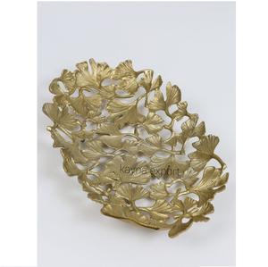 Bandeja decorativa de METAL para decoración navideña, bandeja dorada para servir, hecha a mano - Product Image 4