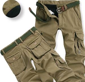 Pantalon Cargo Décontracté pour Homme Pantalon de Jogging Taille Moyenne Jeune avec Poches 100% Coton Motif Droit Lavé Mid Slim Fit - Product Image 4