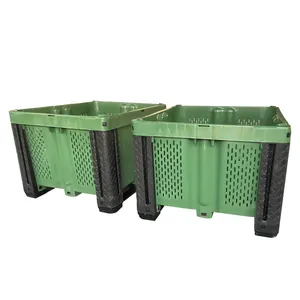 Large Heavy Duty Storage Plastic Logistics Green Pallet Box For Transport Storage Sale