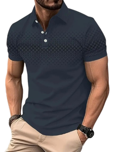 Tenis de Golf con estampado de diamantes de verano para hombre, camiseta polo ajustada de manga corta, Camiseta de punto personalizable, moda de negocios, OEM - Product Image 4