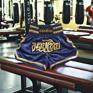 กางเกงขาสั้นแบบมวยไทยขาสั้นสำหรับทุกเพศกางเกงมวยสีดำแบบสั่งตัด - Product Image 1