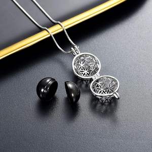 จี้ใส่เถ้ากระดูกทำจากโลหะสแตนเลสสีดำมีขนาดเป็นรูปทรงกลวงสามารถกำหนดขนาดได้เองสำหรับเครื่องประดับสำหรับงานศพส่วนบุคคลของมนุษย์ - Product Image 3