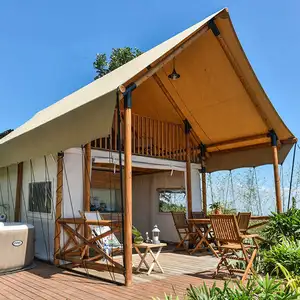 Deserto glamping hotel grande luxo à prova d' água casa de acampamento família barraca de safari com moldura de pólo de madeira