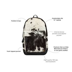 Mochila para portátil de piel de vaca de gran capacidad Vintage forro de PVC patrón geométrico cierre de cremallera impermeable correa de hombro arqueada - Product Image 3