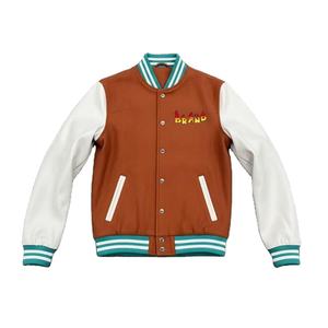 Veste universitaire pour homme, manches en cuir véritable et mélange de laine, coupe-vent, style Letterman, tailles XS-5XL - Product Image 1