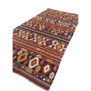 พรมขนสัตว์ขนาดใหญ่ Nayaab Classic ลายเรขาคณิต ทำมือ ขนาด 9x12 ฟุต สำหรับทางเข้าบ้าน-Paem-884 สีแดงและสีส้ม ทอแบบเรียบ - Product Image 2