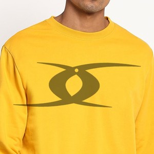 Sweat-shirt thermique jaune à logo personnalisé unisexe Pull à col rond pour hommes pour l'hiver Options de personnalisation de sweat-shirt blanc uni - Product Image 3