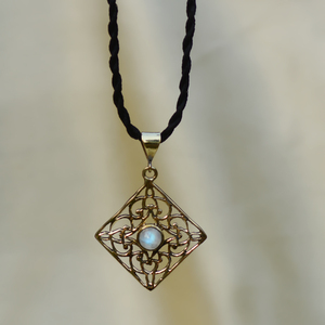 Boho Moonstone Pendant Tribal Brass <b>Necklace</b> Women Antique Brass Finish Geometric Jewelry Wholesale - Product Image 6