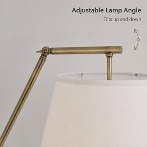Lampadaire moderne doré avec abat-jour en tissu, structure en fer, base en marbre, angle réglable, E27, pour salon, canapé, lecture - Product Image 4