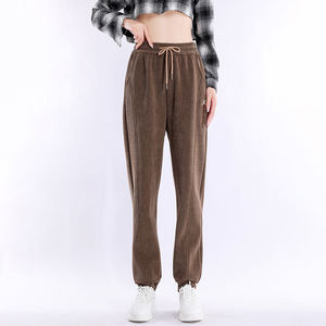 Pantalon cargo d'été pour femme, devant plat, cordon de serrage, 100% coton, anti-froissement, séchage rapide, avec poches, prix de gros - Product Image 2