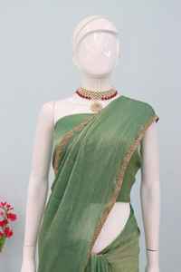 Meilleure qualité Tendance et incroyable Collection Saree en mousseline de soie pure avec bordure en dentelle Moti pour les femmes vêtements ethniques Sari Wedding Wear Sari - Product Image 5