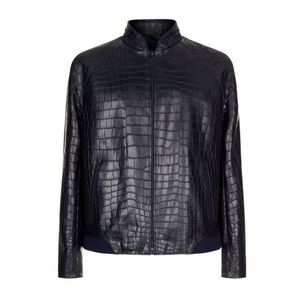 Chaqueta de cuero en azul veraniego. Chaqueta de cuero gruesa para invierno. Este es un gabardina de cuero marrón con efecto desgastado. - Product Image 3