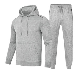 Conjunto Deportivo Informal con Capucha y Pantalones de Chándal de Felpa con Estampado Sólido, Pantalones Deportivos de Poliéster/Algodón para Hombre y Mujer - Product Image 1