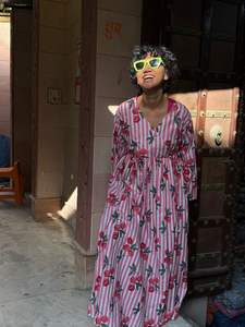 Robe d'été longue en coton imprimé léopard indien, col en V, poche, confortable, à porter au quotidien, style bohème, plage - Product Image 2