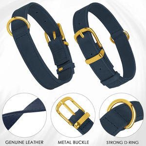 Collares de perro de fábrica directa Collar de perro de cuero de lujo personalizado respetuoso con el medio ambiente Collar de perro de cuero genuino - Product Image 4