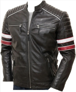 Blouson de moto personnalisé haut de gamme pour homme en cuir véritable, respirant et coupe-vent, idéal pour l'hiver - Product Image 1