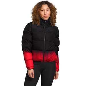 Veste matelassée fine imperméable pour homme et femme, style streetwear, hiver, teinture délavée rouge vif, col montant, finition DWR sans PFC, doublure en sherpa - Product Image 2