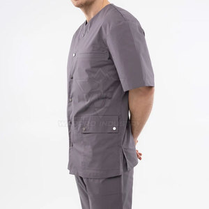 Slim Fit Men's <b>Scrub</b> <b>Sets</b> with Pocket Design Breathable Polyester/Cotton Fabric for Long Hospital Shifts - Product Image 3