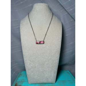 Collar Navajo Hecho a Mano en Plata de Ley con Incrustaciones de Rosa Dahlia en Engaste de Bisel - Product Image 3