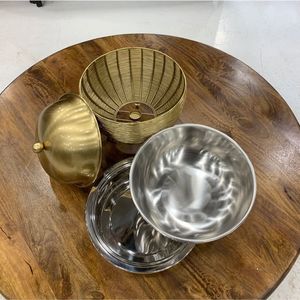 Calentador de Comida Redondo Dorado de Lujo, Cazuela, Plato para Calentar, Hecho de Acero Inoxidable para Servir en Buffet - Product Image 3