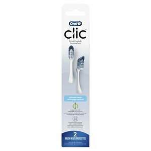 Oral-B Clic <b>Toothbrush</b> Ultimate Clean Replacement Brush <b>Heads</b>, White, 2 CT for Plaque Removal - Product Image 1