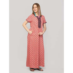 Evolove Women's Super Soft Comfortable Viscose Maxi Night Gown Floral Print XXL <b>Nighty</b> Dress with Pocket for Summer - Product Image 3